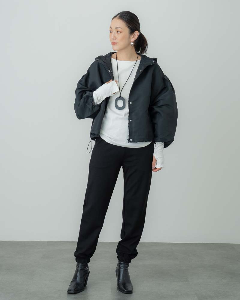 ピーチスキンボリュームスリーブフーディーブルゾン