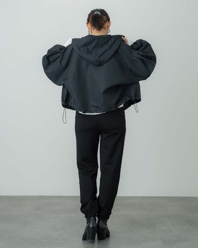 ピーチスキンボリュームスリーブフーディーブルゾン