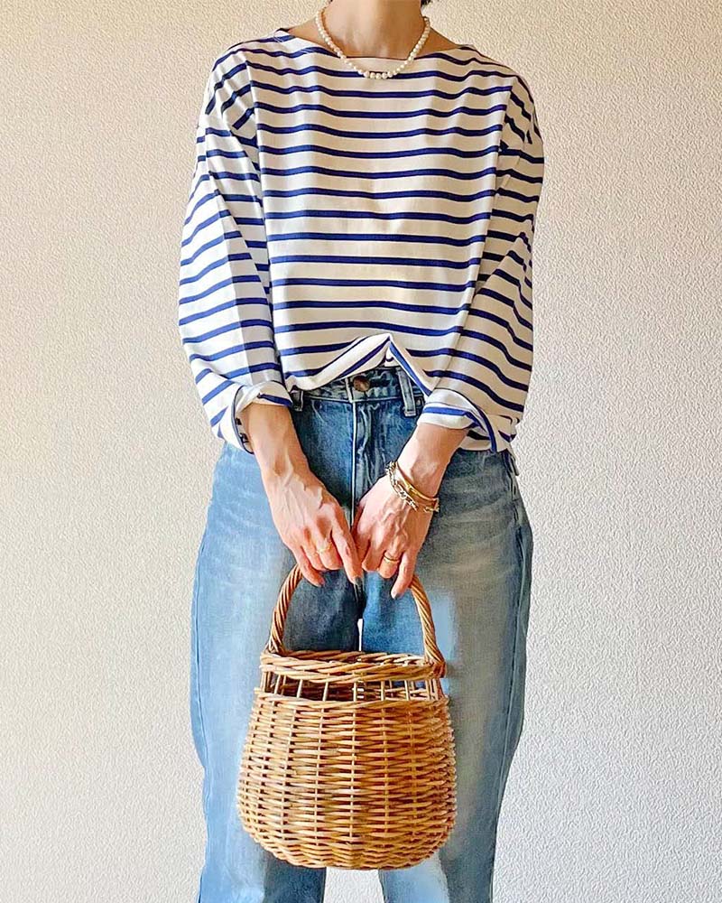 【Canaria Style】ボートネックボーダープルオーバー