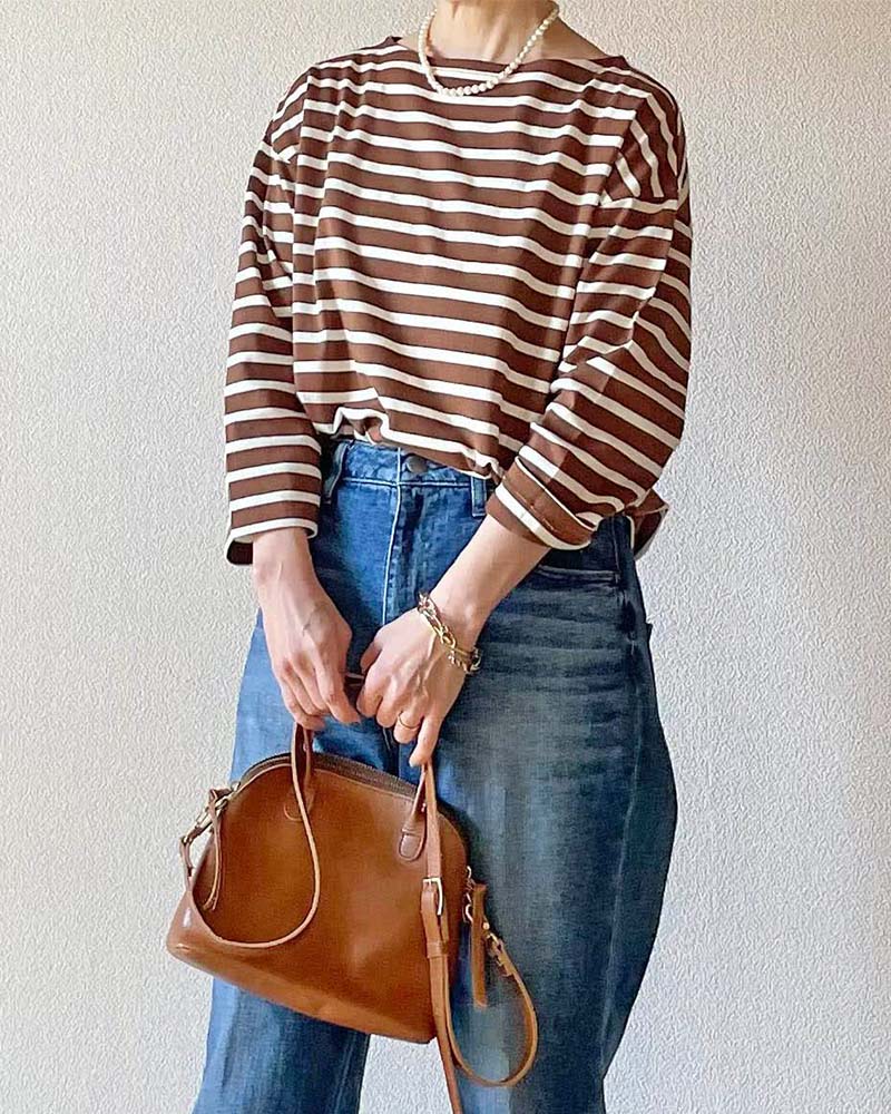 【Canaria Style】ボートネックボーダープルオーバー