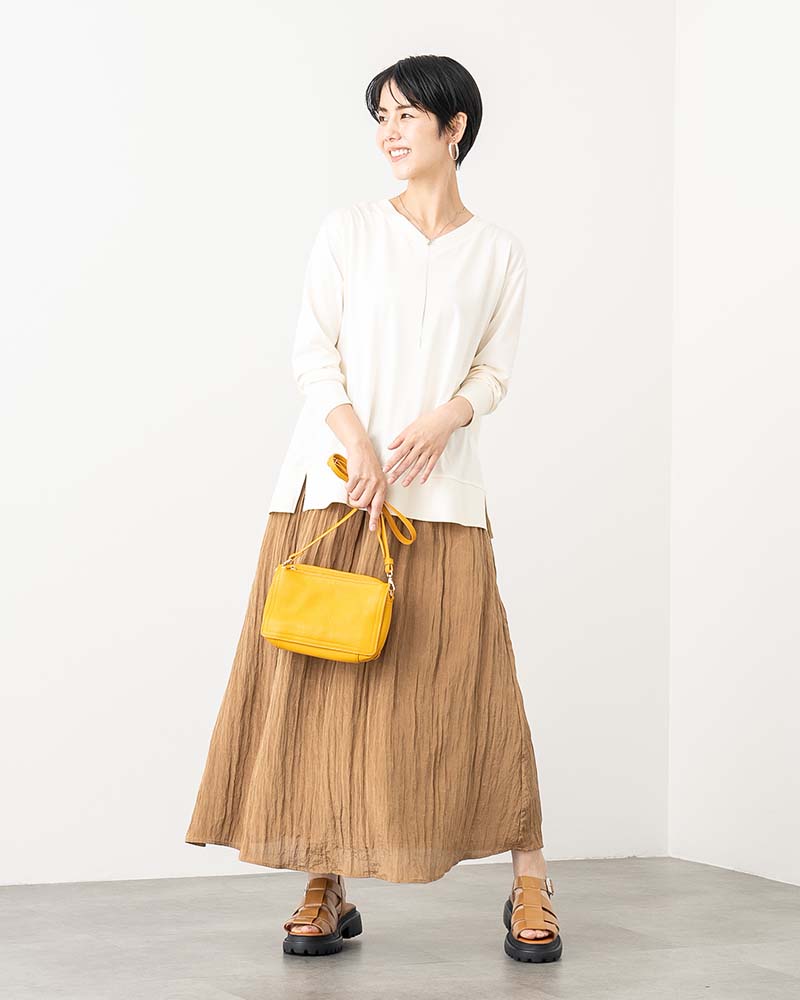 ギザコットン混Vネックリブチュニック