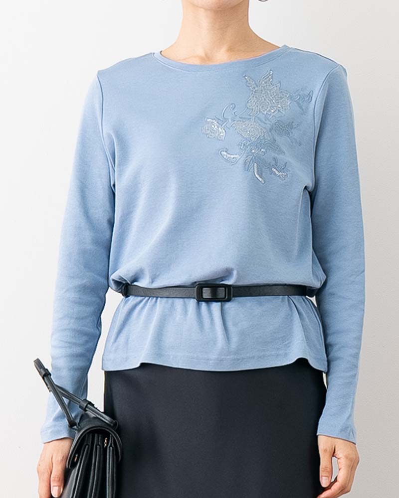 エレガンス刺繍ロングスリーブカットソー