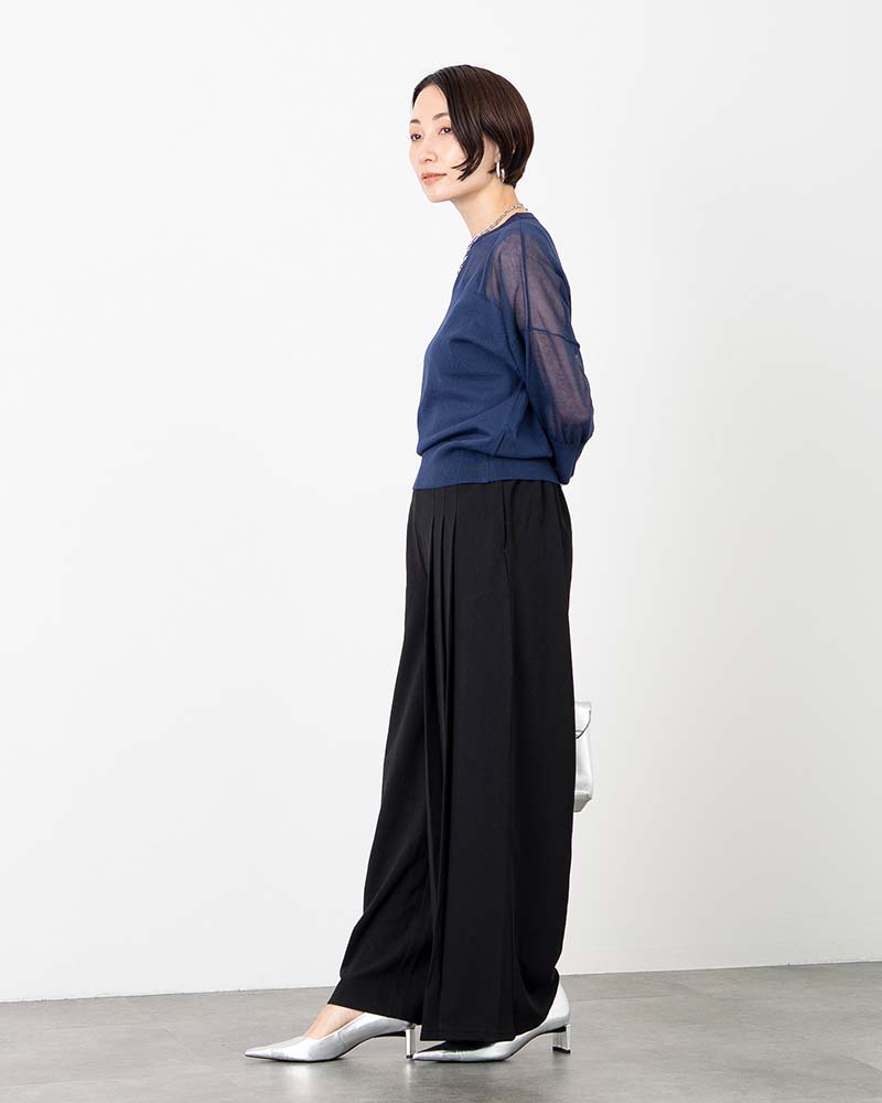 レーヨン混シアーコンビニットプルオーバー