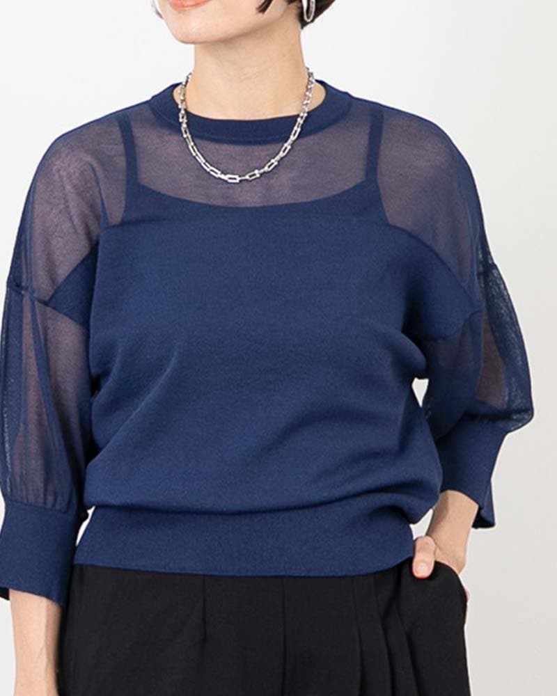 レーヨン混シアーコンビニットプルオーバー