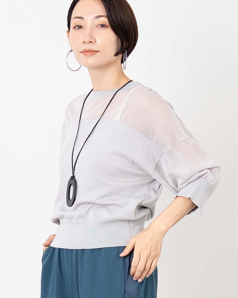 レーヨン混シアーコンビニットプルオーバー