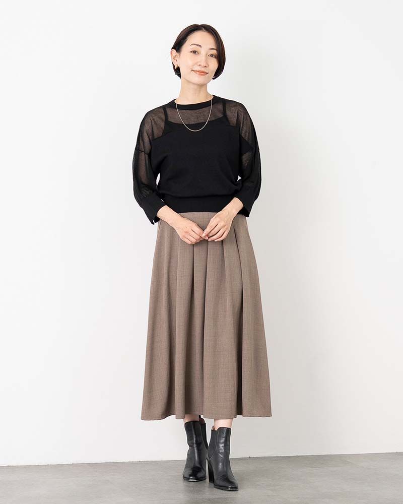 レーヨン混シアーコンビニットプルオーバー