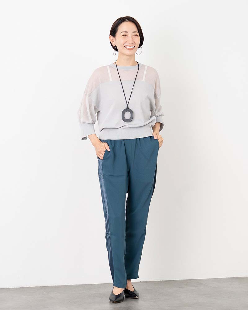 レーヨン混シアーコンビニットプルオーバー