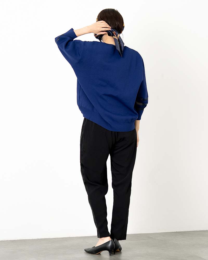 袖シアー切り替えミラノリブプルオーバー