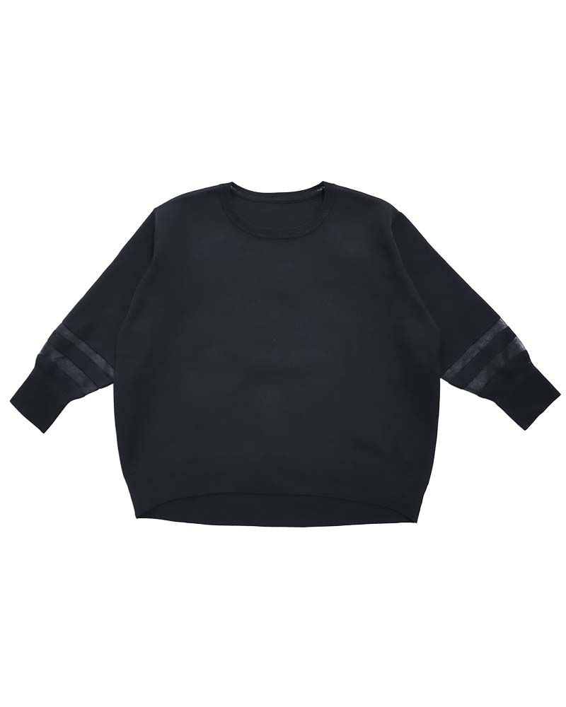 袖シアー切り替えミラノリブプルオーバー