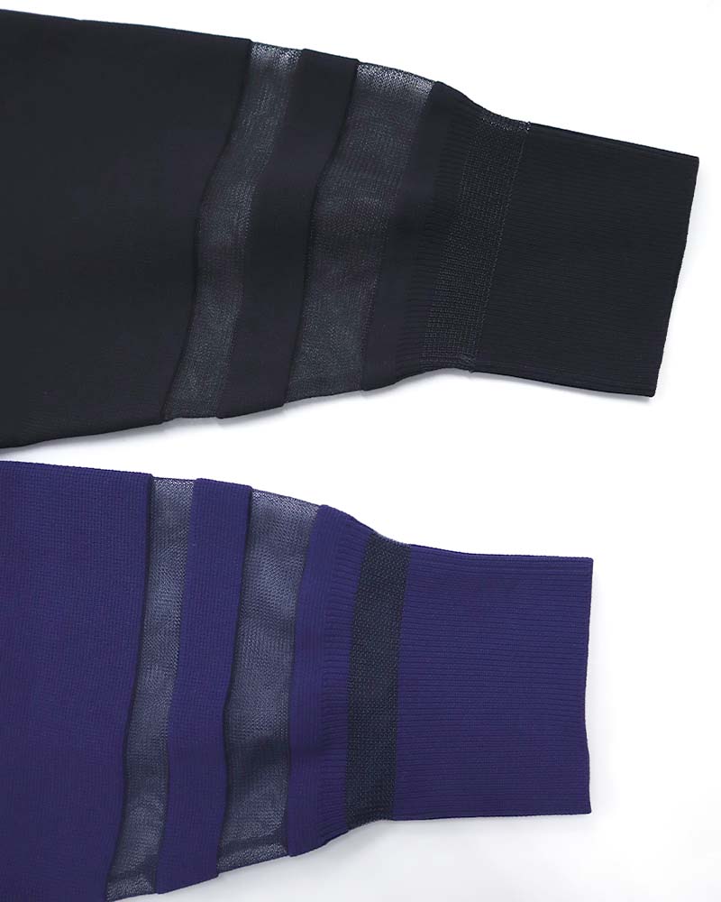 袖シアー切り替えミラノリブプルオーバー