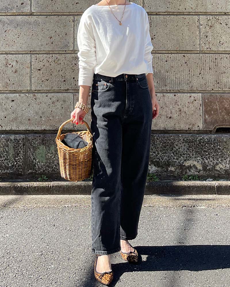 【Canaria Style】ストレッチデニムリラックステーパードパンツ