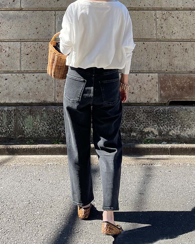 Canaria Style】ストレッチデニムリラックステーパードパンツ