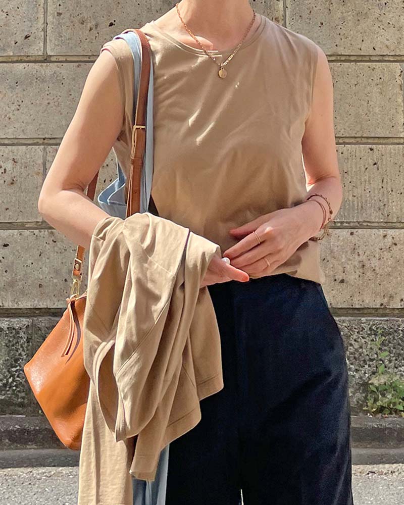 【Canaria Style】天竺コンパクトネックプルオーバー