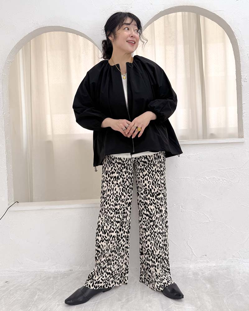 【otostyle】ボリュームスリーブノーカラーギャザーブルゾン