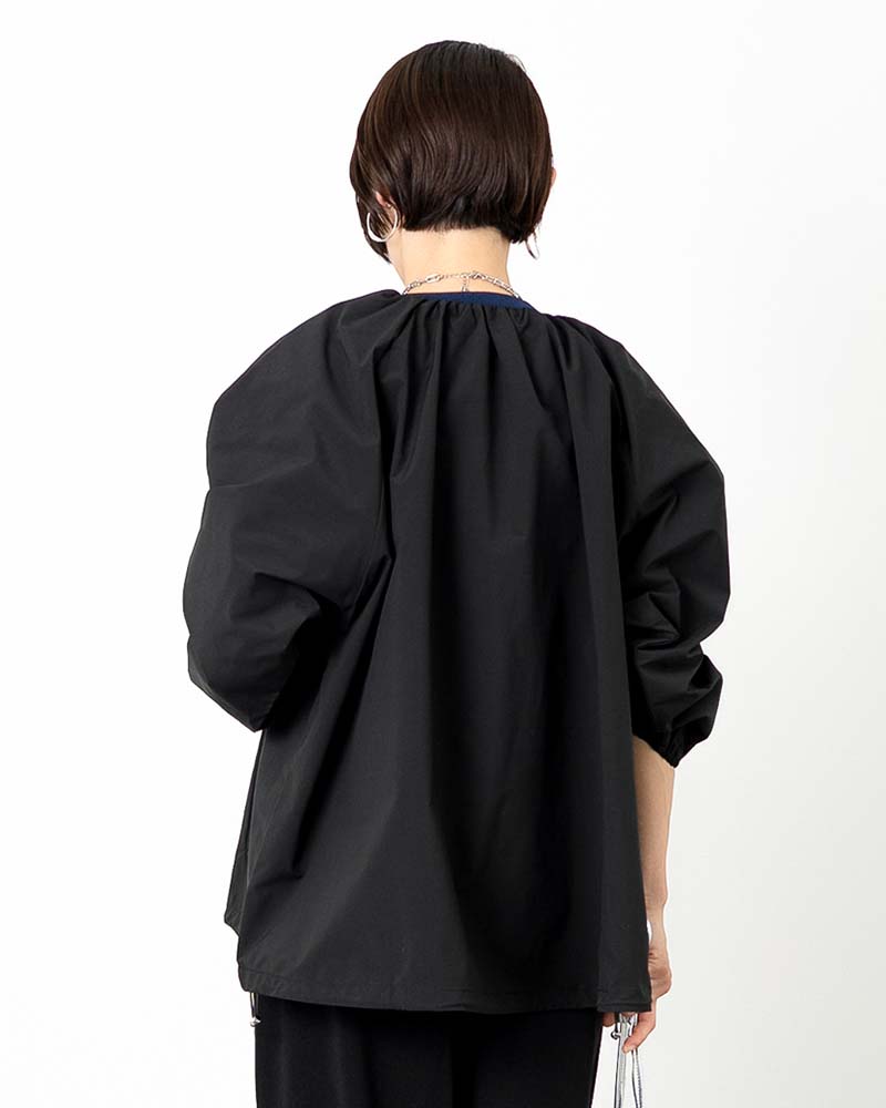 otostyle】ボリュームスリーブノーカラーギャザーブルゾン