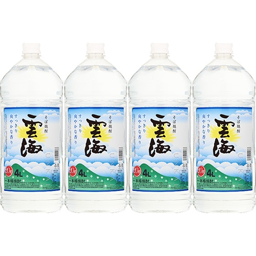 雲海酒造 そば焼酎 雲海 25度 4Lペットボトル 4000ml×4本 1ケース u-yu