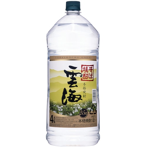 雲海酒造 そば焼酎 雲海 25度 4Lペットボトル 4000ml×4本 1ケース u-yu