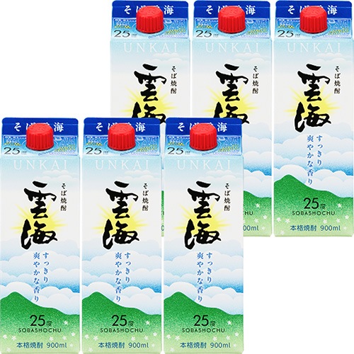 雲海酒造 そば焼酎 雲海 900ml スリムパック 25度 900ml×6本 1ケース u
