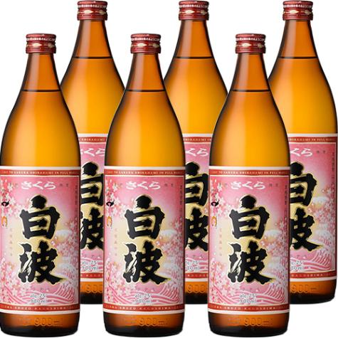 薩摩酒造 芋焼酎 さくら白波 25度 瓶 900ml×6本 u-yu