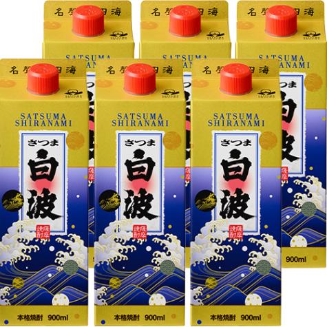 薩摩酒造 芋焼酎 さつま 白波 スリムパック 25度 900ml×6本 1ケース u-sa