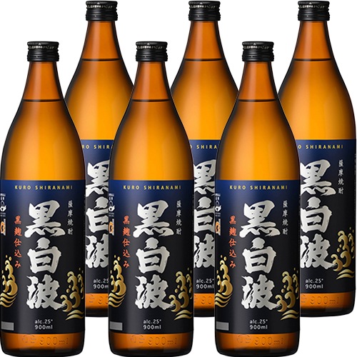 薩摩酒造 芋焼酎 黒白波 25度 瓶 900ml×6本 u-yu