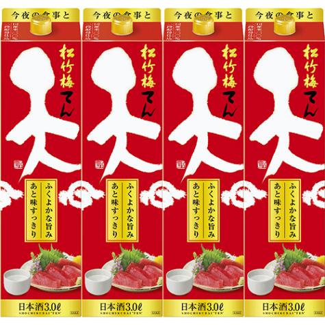 宝酒造 松竹梅 天 3L パック 3000ml×4本 1ケース u-yu