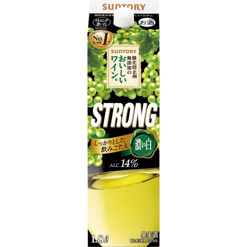 サントリー 酸化防止剤無添加のおいしいワイン。 ストロング 白 1.8Lパック 1800ml×6本 1ケース u-yu