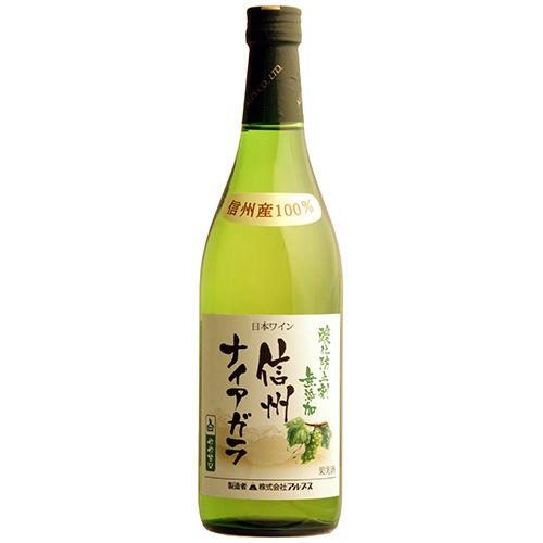 アルプス 酸化防止剤無添加 信州ナイアガラ 白 720ml×6本 u-yu