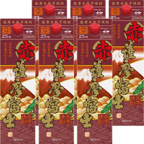 濱田酒造 芋焼酎 赤 薩摩富士 1.8Lパック 1800ml×6本 u-yu