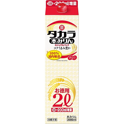 宝酒造 タカラ 本みりんカジュアルパック 2L 2000ml×6本 u-yu