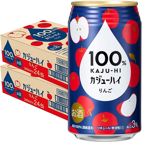 富永貿易 100％カジューハイ りんご 340ml×24本 2ケース（48本） チューハイ u-yu