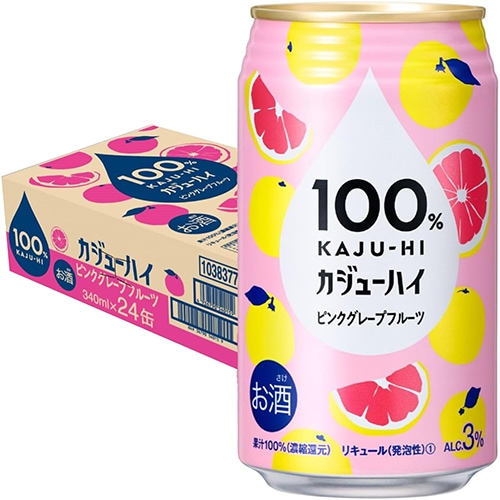 富永貿易 100％カジューハイ ピンクグレープフルーツ 340ml×24本 1ケース チューハイ u-sa