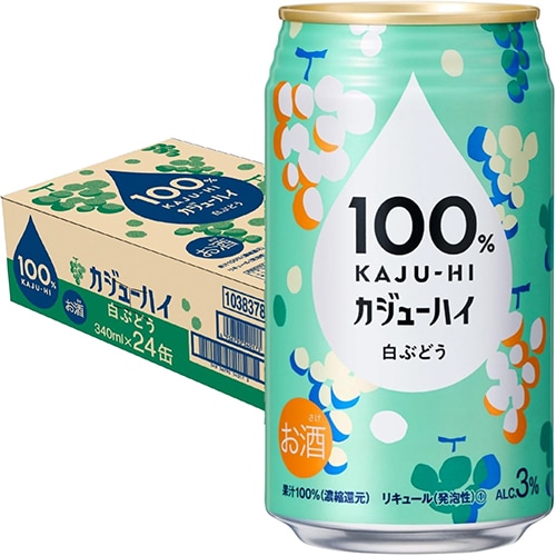 富永貿易 100％カジューハイ 白ぶどう 340ml×24本 1ケース チューハイ u-sa