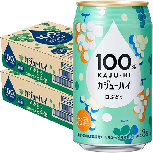 富永貿易 100％カジューハイ 白ぶどう 340ml×24本 2ケース（48本） チューハイ u-yu