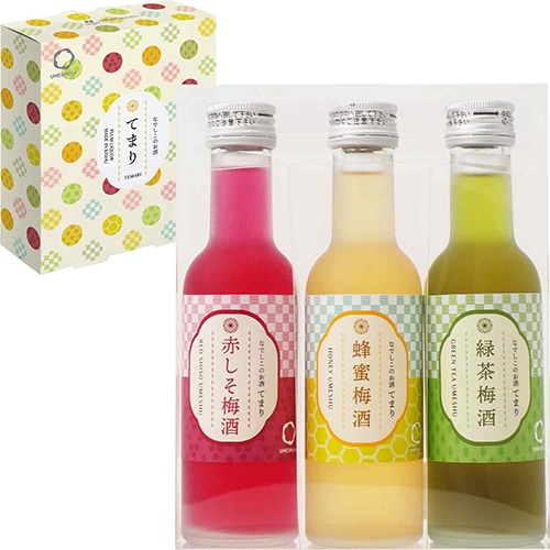 中野BC なでしこのお酒 てまり 梅酒セットTABC-16 180ml×3本 化粧箱入 赤しそ梅酒 はちみつ梅酒 緑茶梅酒 u-yu