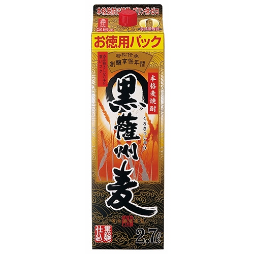 若松酒造 麦焼酎 黒薩州麦 25度 2.7Lパック 2700ml×4本 1ケース 鹿児島 u-yu