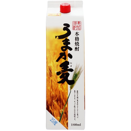 若松酒造 麦焼酎 うまか麦 1.8Lパック 1800ml×6本 1ケース 鹿児島 u-yu