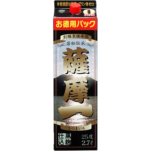 若松酒造 芋焼酎 薩摩一 25度 2.7Lパック 2700ml×4本 1ケース 鹿児島 u-yu