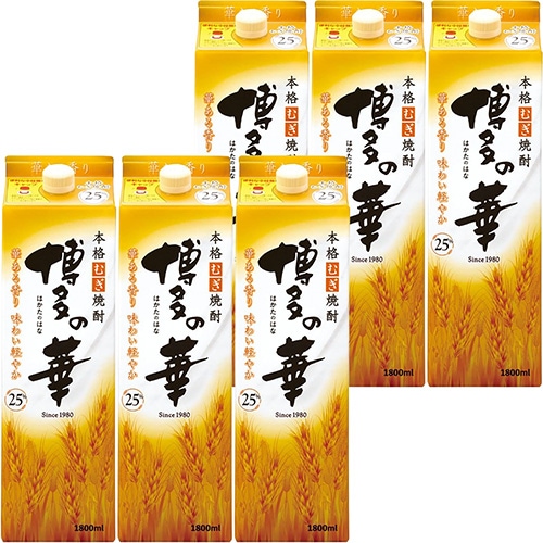 福徳長酒類 博多の華 麦 25度 1.8Lパック 1800ml×6本 1ケース u-yu