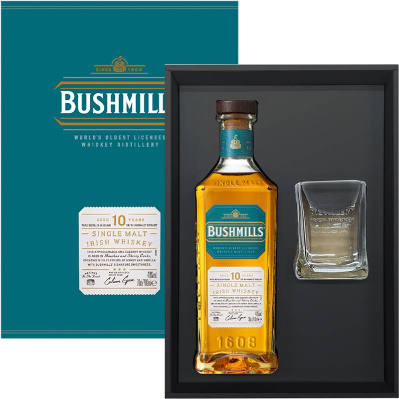 ブッシュミルズ シングルモルト10年 700ml オリジナルグラス付 ギフトカートン入 アイリッシュウイスキー u-yu
