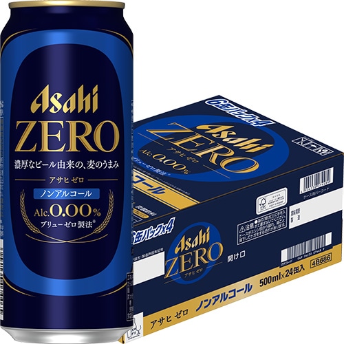 アサヒ アサヒゼロ 500ml×24本 1ケース ノンアルコール ロング缶 ビール u-yu