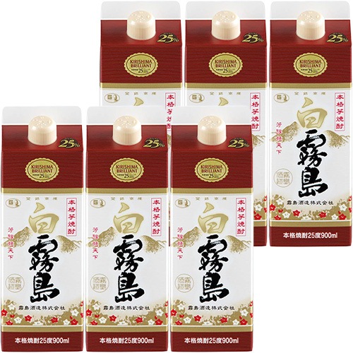 霧島酒造 芋焼酎 白霧島 25度 パック 900ml×6本 1ケース 宮崎 u-sa