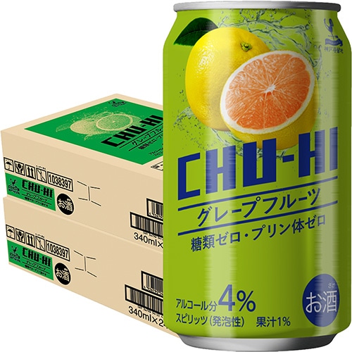 富永貿易 神戸居留地チューハイ グレープフルーツ 340ml×24本 2ケース（48本） 糖類ゼロ プリン体ゼロ u-yu