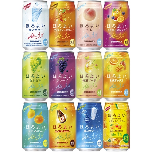 (10/1酒税改正値上げ対象商品)サントリー ほろよいシリーズ 12本セット 350ml×12本(12種×各1本) ギフトカートン入り チューハイセット u-sa