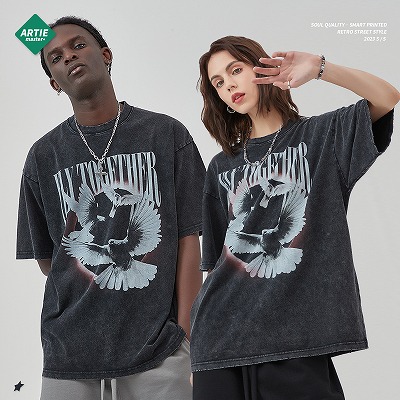 メンズファッション ビンテージ風 半袖Tシャツ 男女兼用 ストリート系