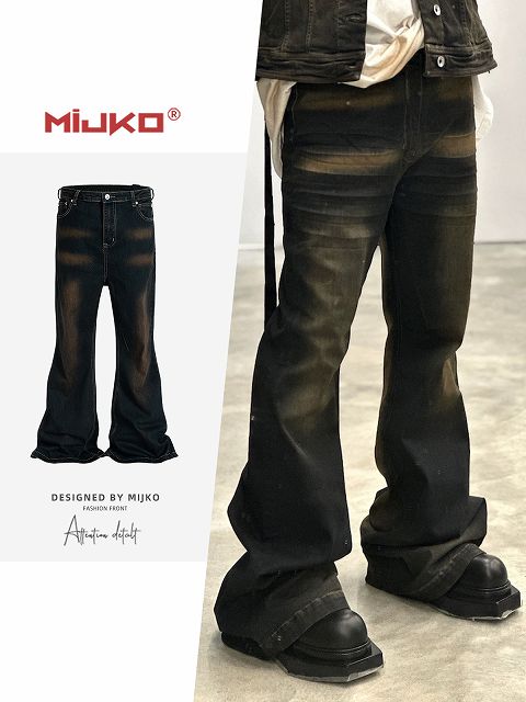 メンズ ビンテージ風 デニム パンツ 男女兼用 ストリート系