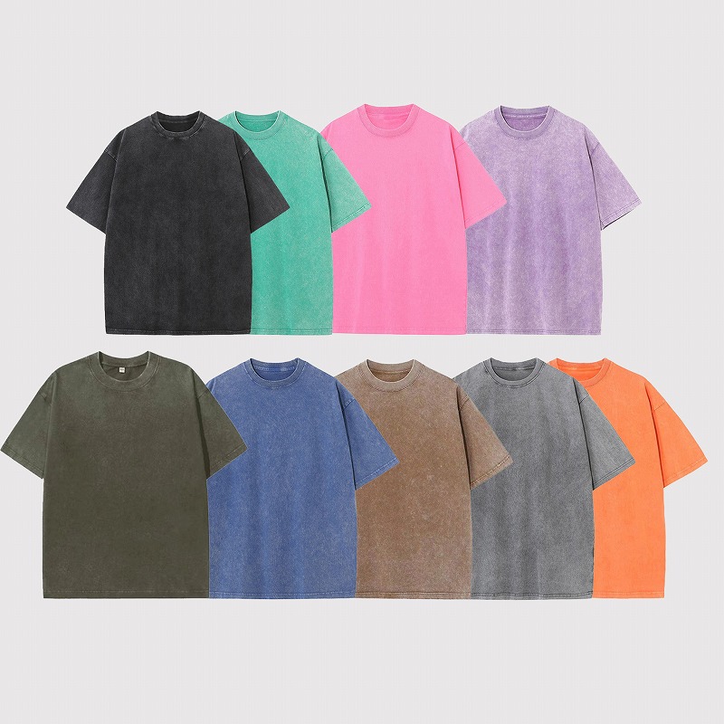 【OEM生産専用】ビンテージ風 半袖Tシャツ 男女兼用トップス ★全10色【片面のみ印刷込みの価格】