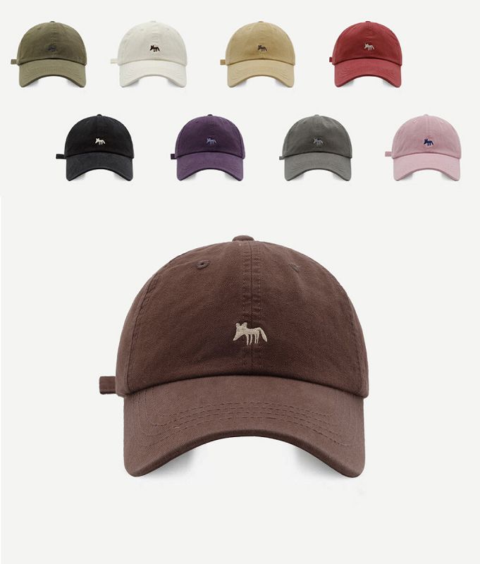 帽子 キツネ刺繍 日よけ帽子 男女兼用  ストリート系 キャップ★全15色