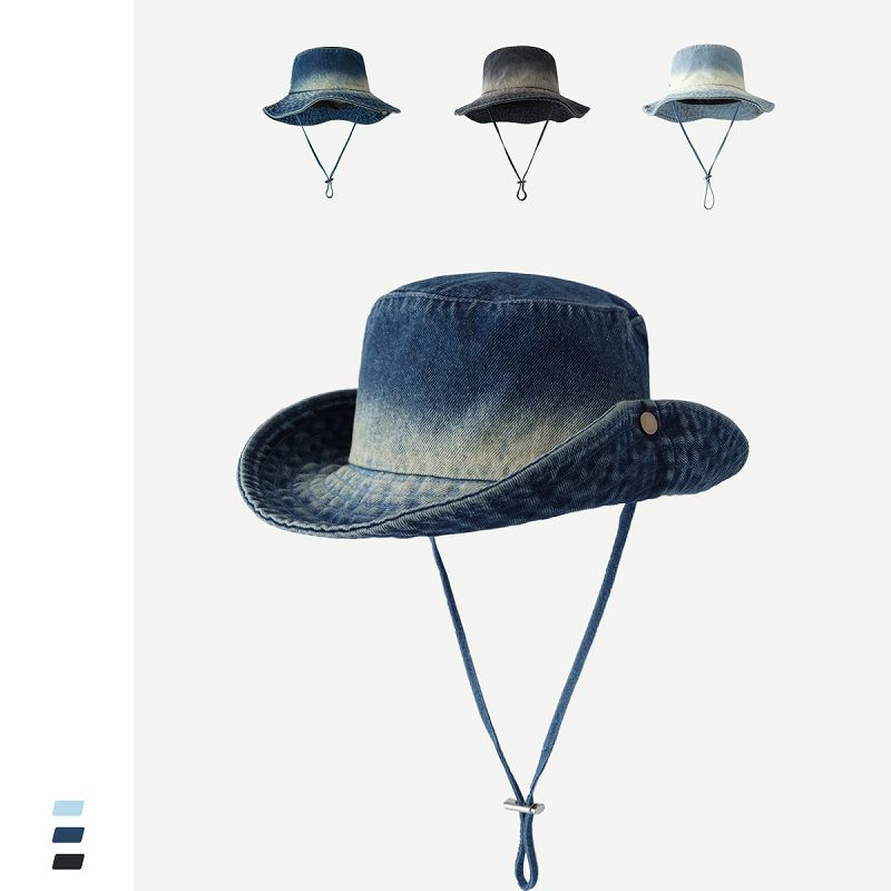 デニム 帽子 バケットハット 男女兼用  ストリート系 日よけ帽子★全3色