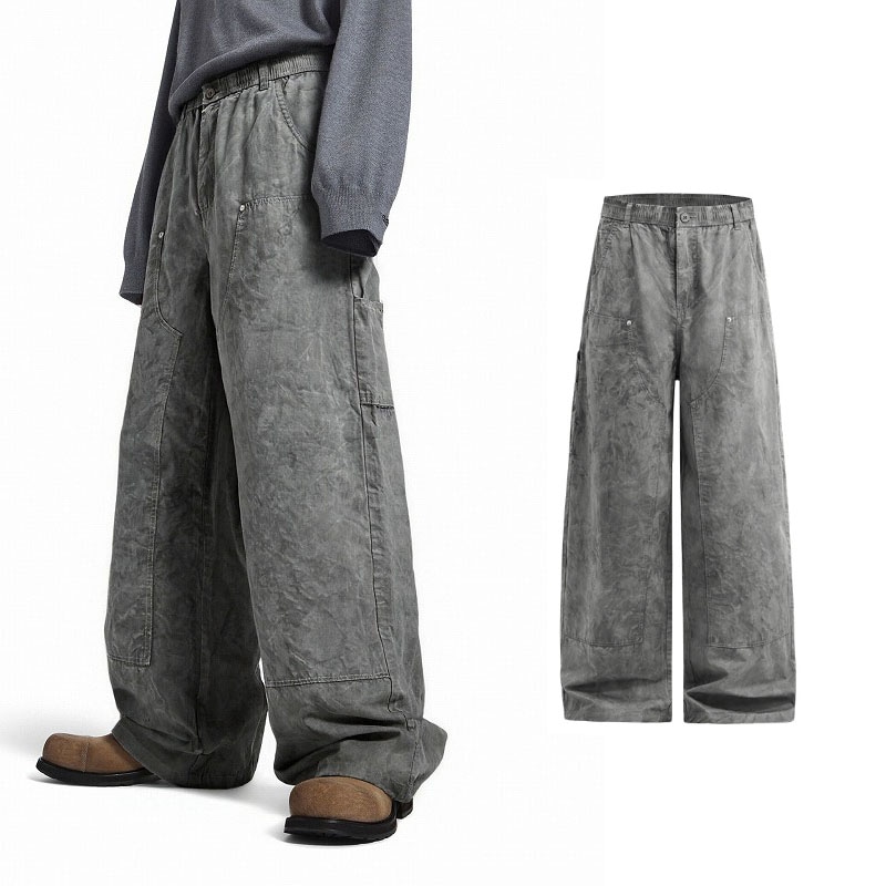 メンズ 25秋冬新作 ウォッシュ ワークパンツ 防風撥水 コットン カジュアルカーゴパンツ アウトドア系★